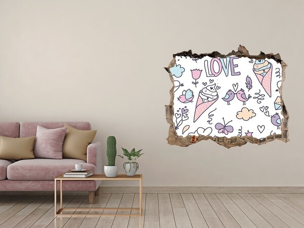 Autocolant gaură 3D Model romantic