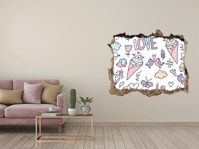 Autocolant gaură 3D Model romantic