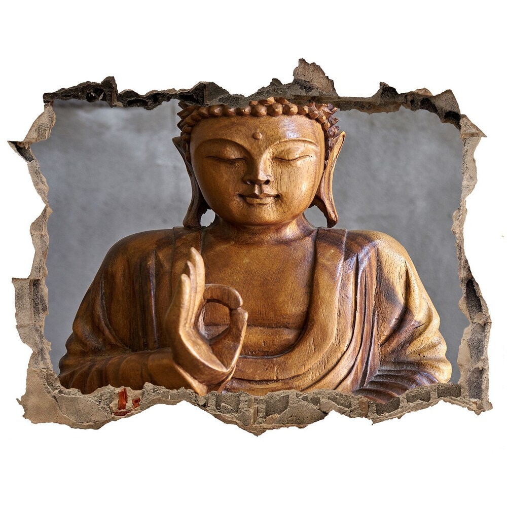 Autocolant gaură 3D Buddha din lemn