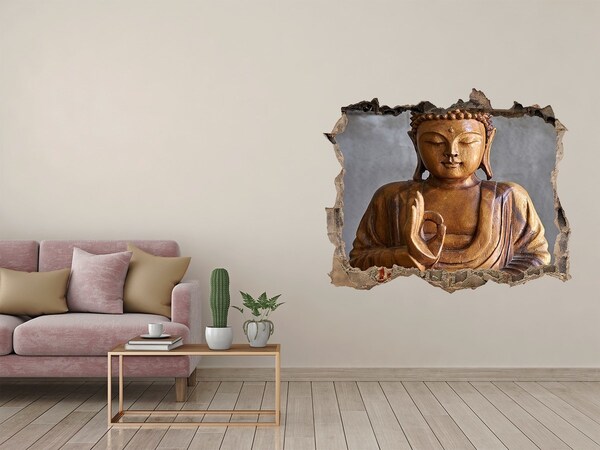 Autocolant gaură 3D Buddha din lemn