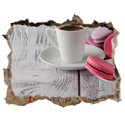 Fototapet un zid spart cu priveliște Cafea și prăjituri