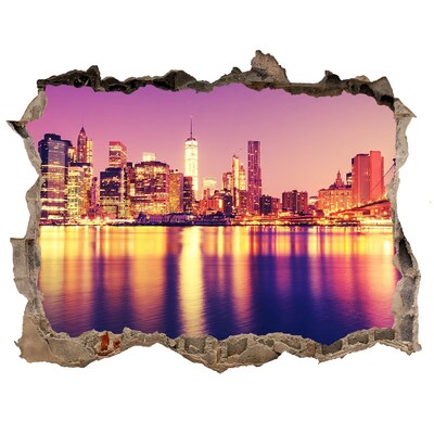 Autocolant un zid spart cu priveliște Manhattan new york city
