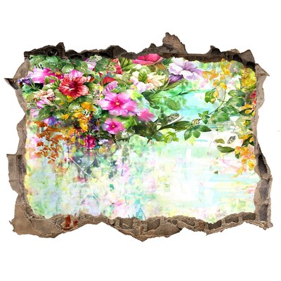 Autocolant un zid spart cu priveliște Un paradis al florilor în spatele zidului