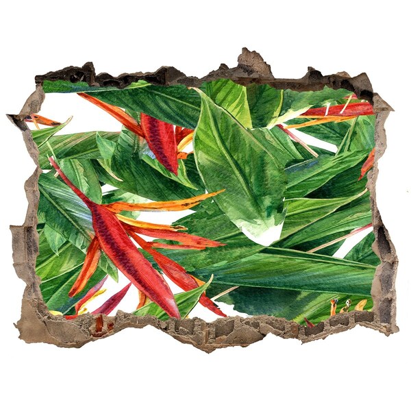 Fototapet 3D gaură în perete Paradis tropical în spatele zidului