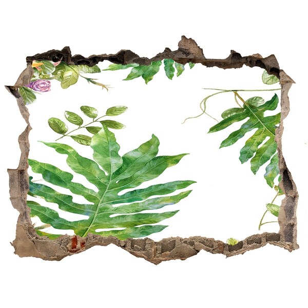 Autocolant de perete gaură 3D Paradis tropical în spatele zidului