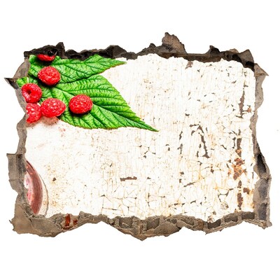 Autocolant 3D gaura cu priveliște Farmec fructat într-un perete deteriorat