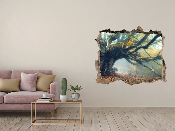 Autocolant 3D gaura cu priveliște Pădurea fermecată în haina ei autumnală