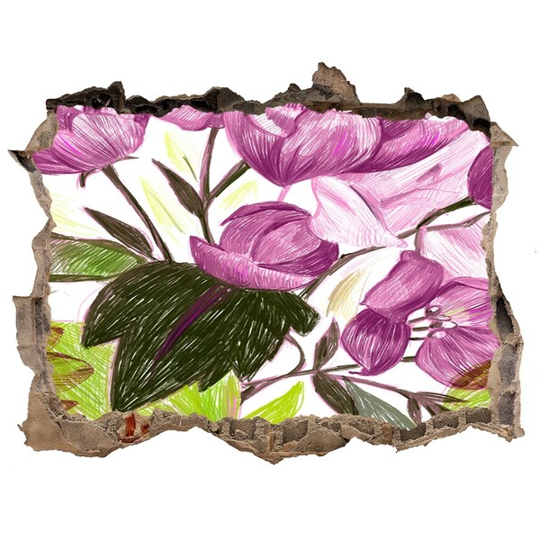 Fototapet un zid spart cu priveliște Grădina de flori din spatele zidului