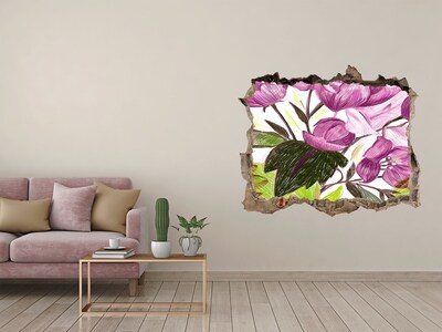 Fototapet un zid spart cu priveliște Model floral