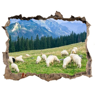 Autocolant gaură 3D Oi în munții tatra