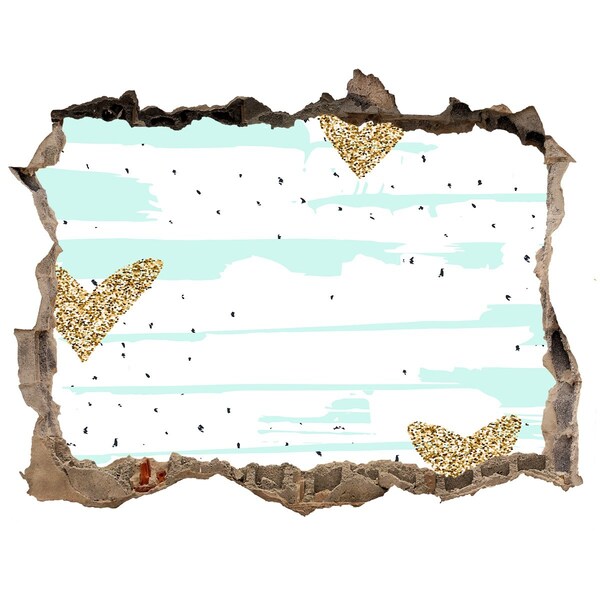 Fototapet 3D gaură în perete Gaură în perete cu inimioare