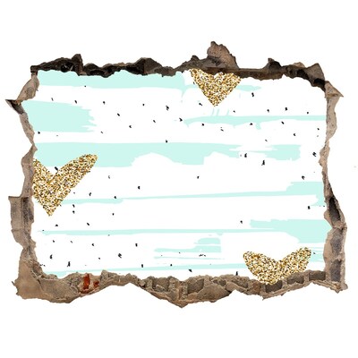 Fototapet 3D gaură în perete Gaură în perete cu inimioare