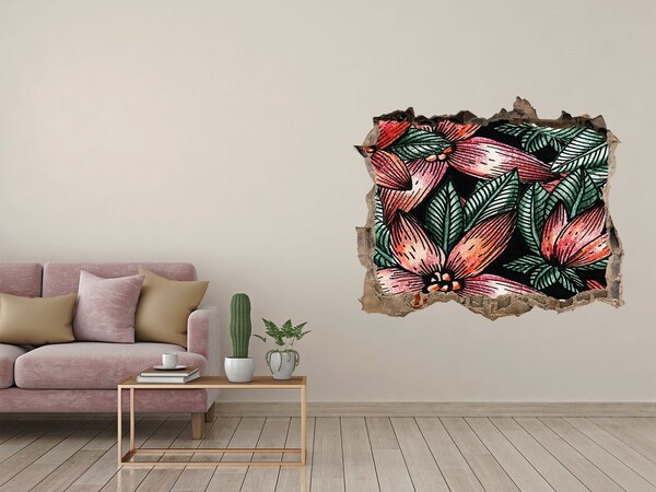 Autocolant un zid spart cu priveliște Model floral