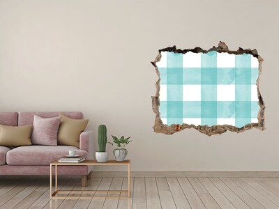 Fototapet 3D gaură în perete Un perete deteriorat cu o grilă albastră
