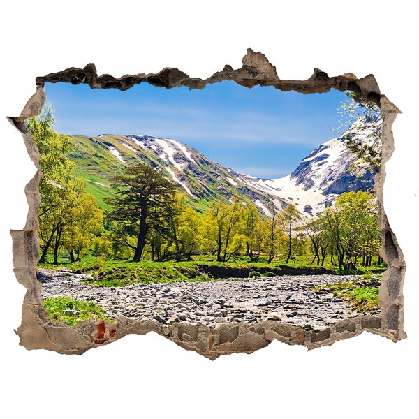 Autocolant gaură 3D River în munți