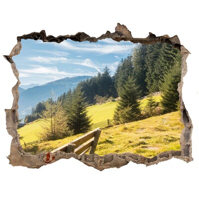 Autocolant de perete gaură 3D Vedere a văii montane