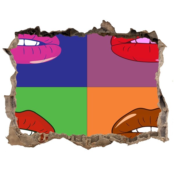 Autocolant 3D gaura cu priveliște Buzele colorate