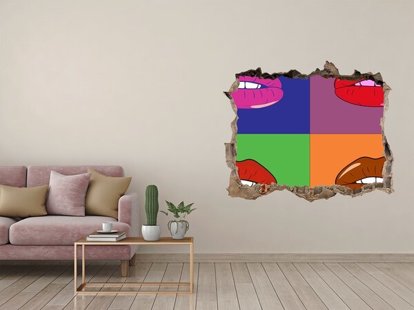Autocolant 3D gaura cu priveliște Buzele colorate