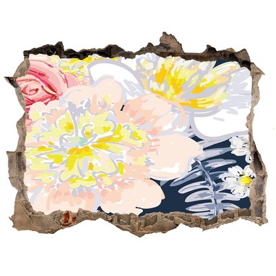 Autocolant de perete gaură 3D Grădina de flori din spatele zidului