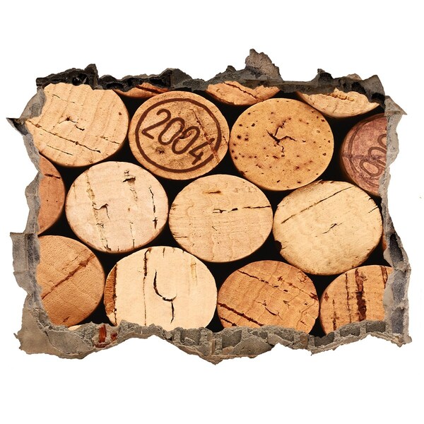 Fototapet 3D gaură în perete Dopuri de vin în spatele peretelui