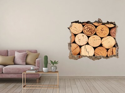 Fototapet 3D gaură în perete Dopuri de vin în spatele peretelui