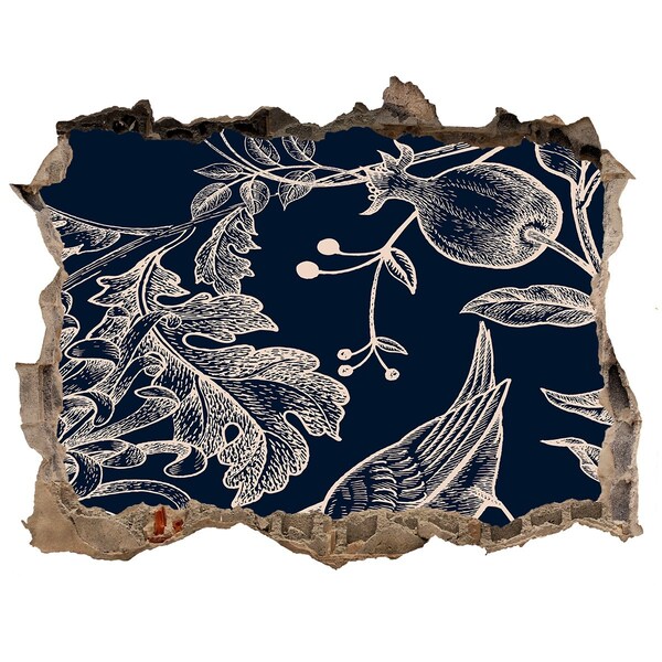 Autocolant de perete gaură 3D O pasăre pe fundalul vegetației