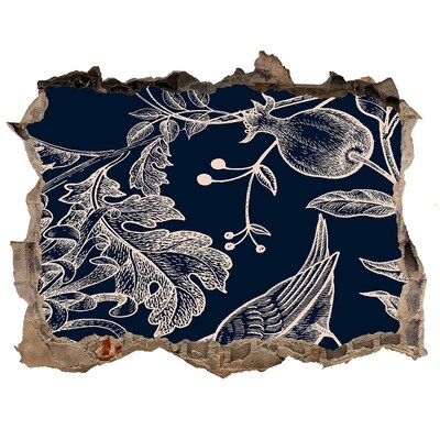 Autocolant de perete gaură 3D O pasăre pe fundalul vegetației