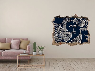 Autocolant de perete gaură 3D O pasăre pe fundalul vegetației