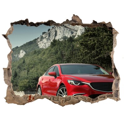 Autocolant de perete gaură 3D Munți auto