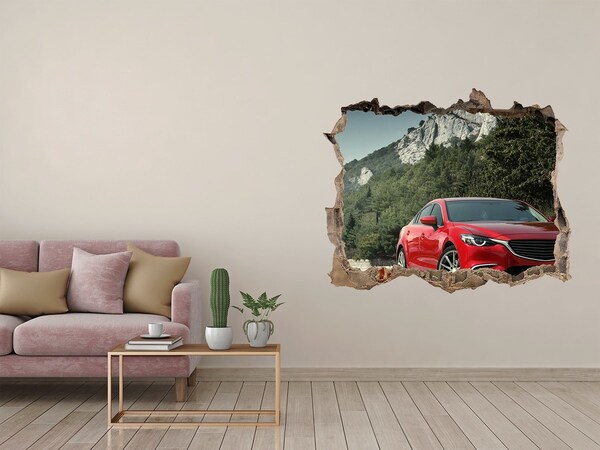 Autocolant de perete gaură 3D Munți auto