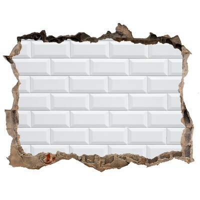 Autocolant de perete gaură 3D Un perete deteriorat cu plăci albe