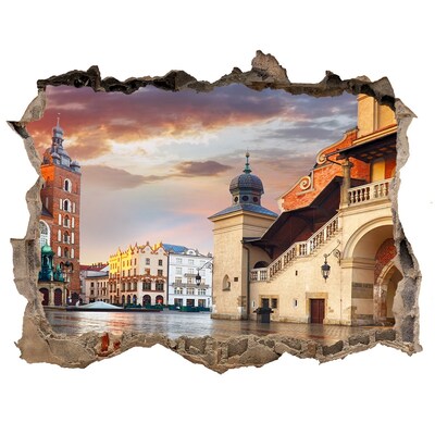 Autocolant 3D gaura cu priveliște Cracovia, polonia