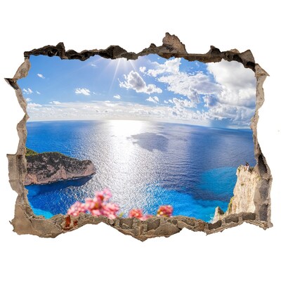 Autocolant un zid spart cu priveliște Zakynthos grecia