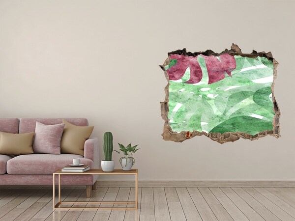 Fototapet 3D gaură în perete Monstera