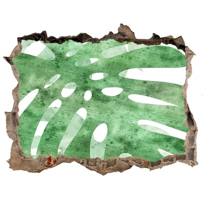 Autocolant autoadeziv gaură Frunză verde într-un perete deteriorat
