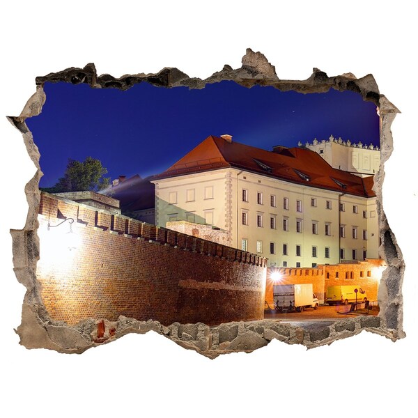 Fototapet 3D gaură în perete Castelul în peisajul nocturn