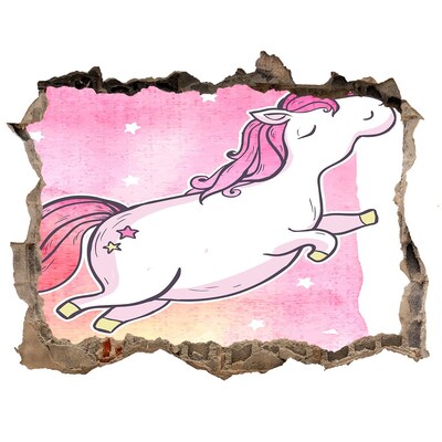 Fototapet un zid spart cu priveliște Unicorn roz