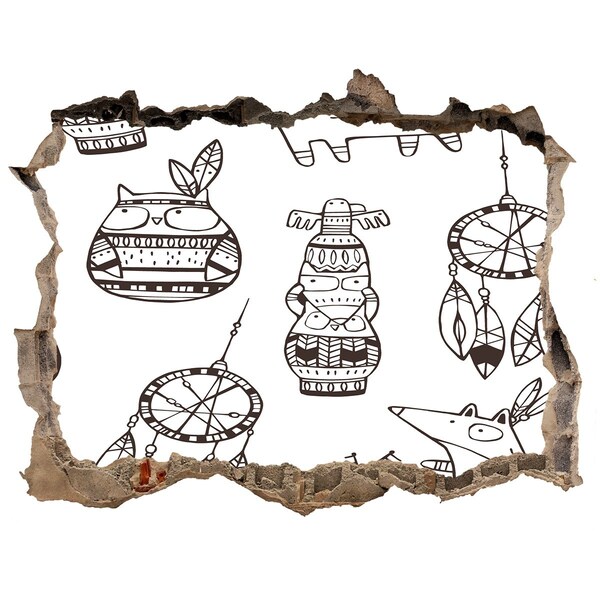 Fototapet un zid spart cu priveliște Modele etnice pe fundalul peretelui