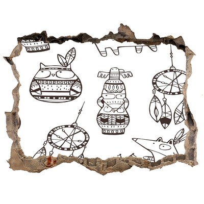 Fototapet un zid spart cu priveliște Modele etnice pe fundalul peretelui