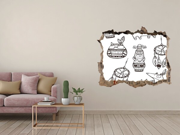 Fototapet un zid spart cu priveliște Modele etnice pe fundalul peretelui