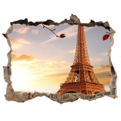 Autocolant 3D gaura cu priveliște Turnul eiffel din paris