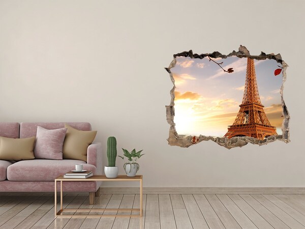 Autocolant 3D gaura cu priveliște Turnul eiffel din paris