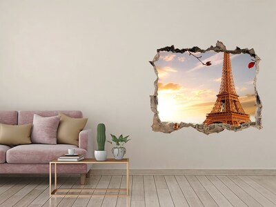 Autocolant 3D gaura cu priveliște Turnul eiffel din paris