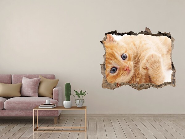 Fototapet un zid spart cu priveliște Red cat