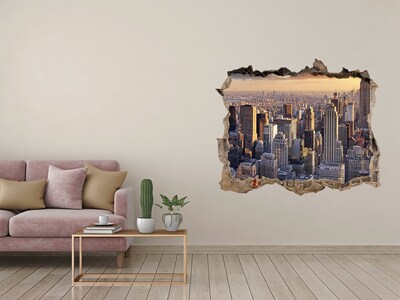 Autocolant de perete gaură 3D New york pasăre de zbor