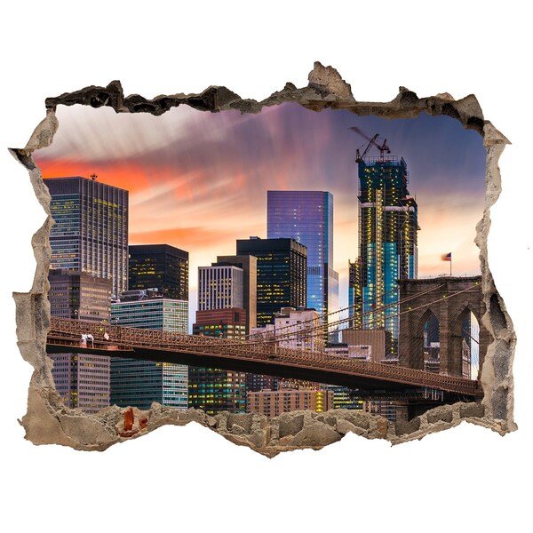 Autocolant gaură 3D Podul Brooklyn din New York