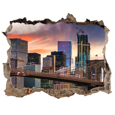 Autocolant gaură 3D Podul Brooklyn din New York
