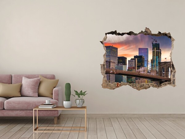 Autocolant gaură 3D Podul Brooklyn din New York