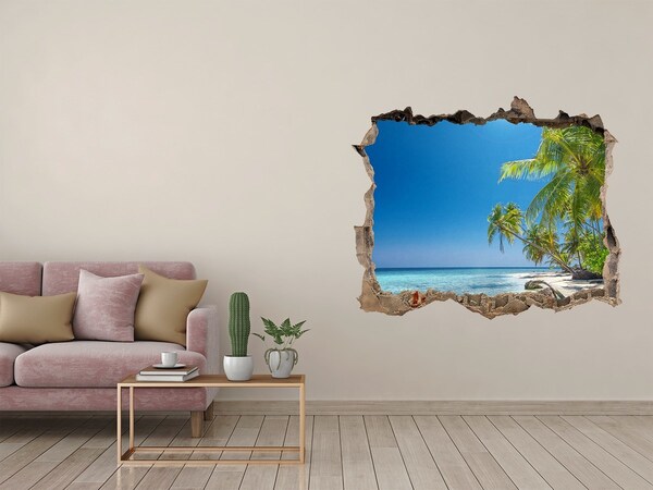 Fototapet 3D gaură în perete Plaja maldive