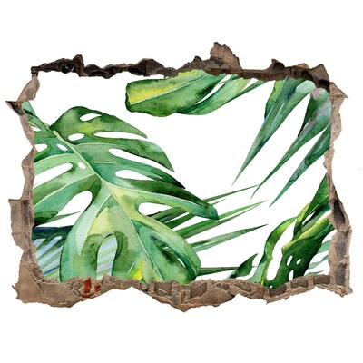 Fototapet un zid spart cu priveliște Frunze tropicale